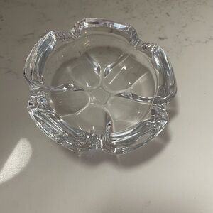 Val St Lambert Glass Crystal Thick 5 Sided 6.5 Round Cigar Ashtray Belgium